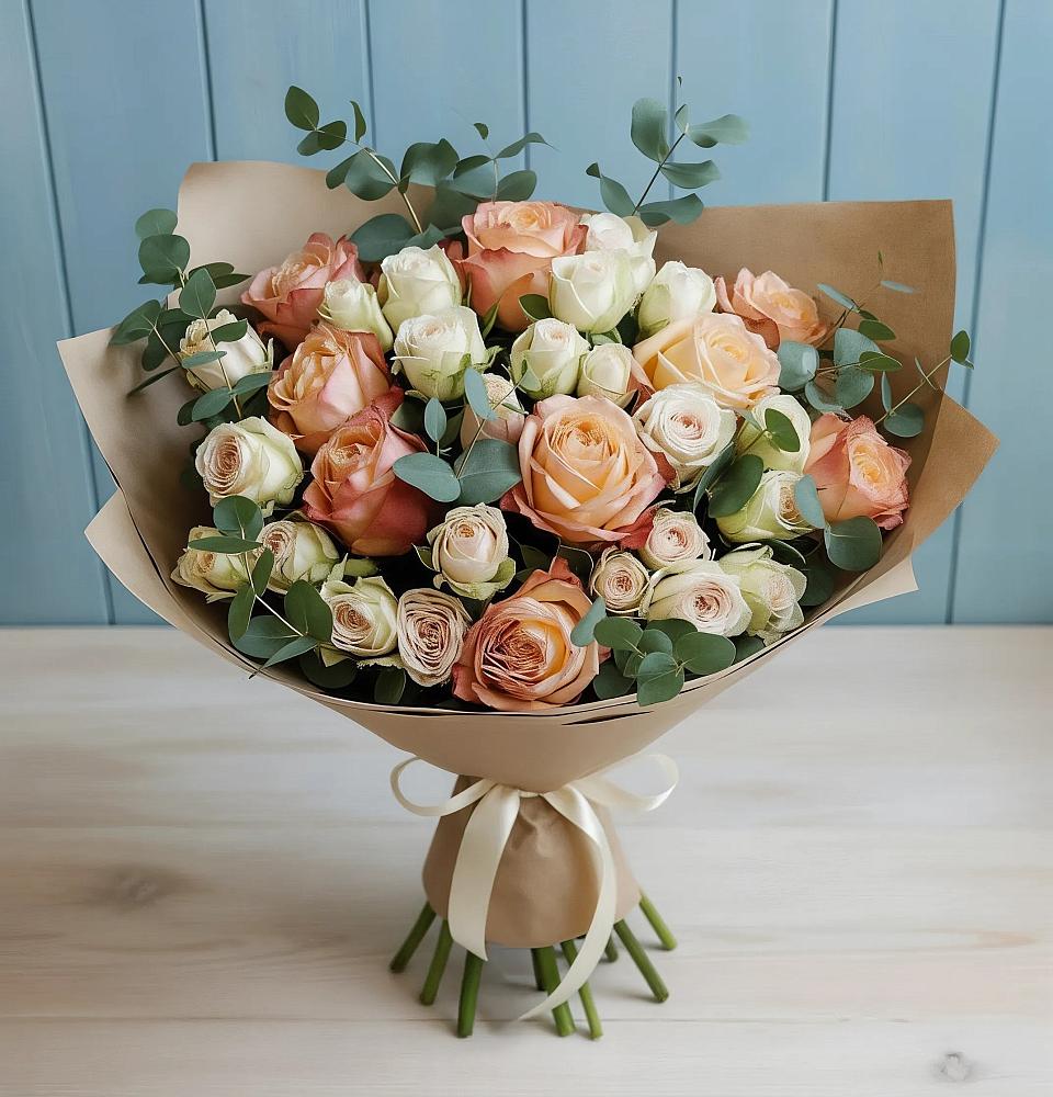 Букет цветов из: Альстромерии и Розы в Чике