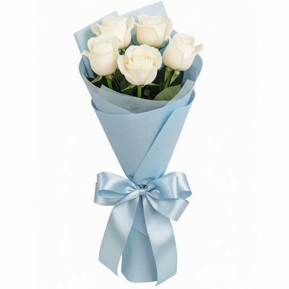Букет 5 Белых роз Проуд в Чике