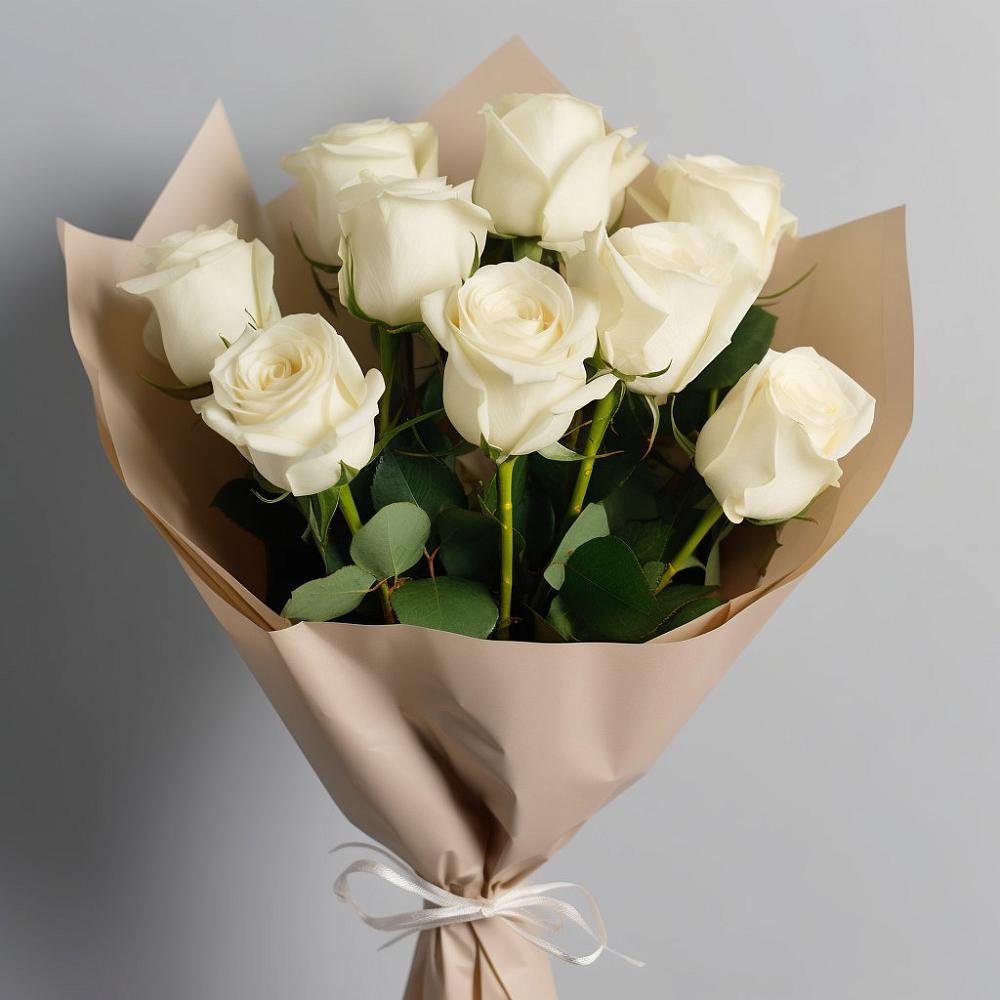 Букет 9 Белых роз Эдлесс Лав в Чике