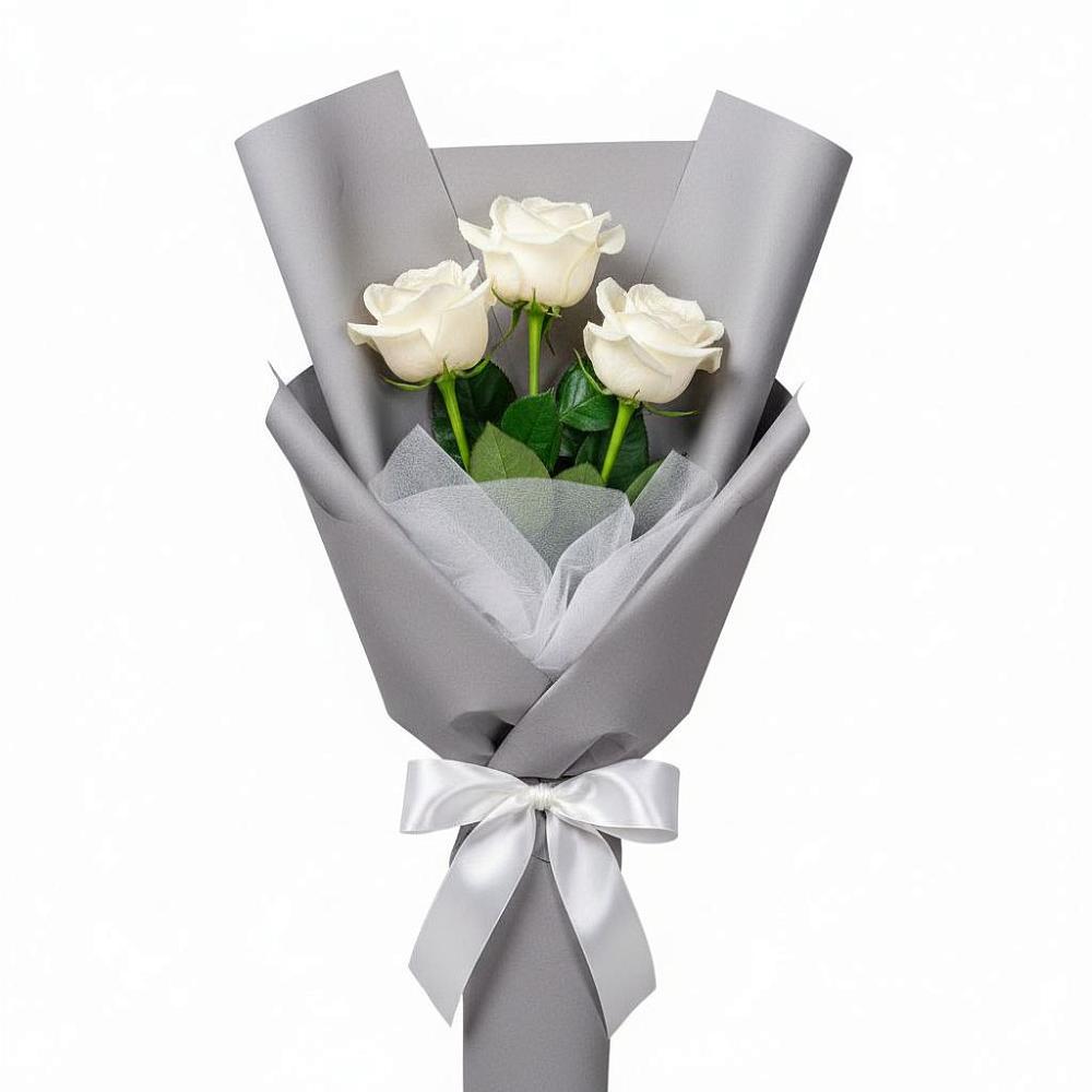 Букет 3 белые розы в Чике