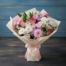 Букет цветов из:  Хризантемы, Альстромерии и Розы в Чике