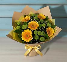 Букет цветов из:  Герберы и Хризантемы в Чике