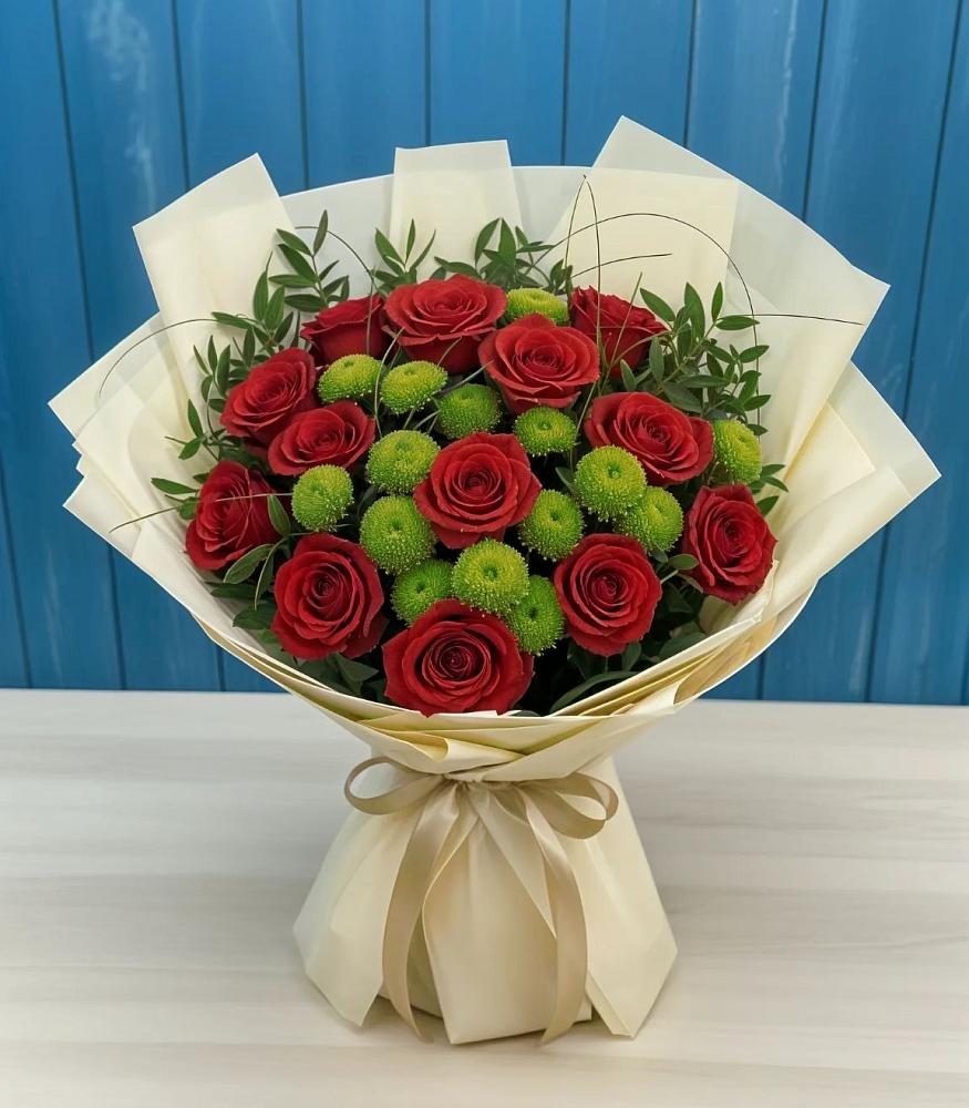 Букет цветов из: Розы и Хризантемы в Чике